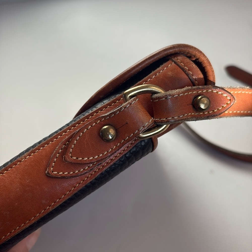 Vintage Dooney & Bourke black leather brown strap and accent mini crossbody - Picture 9 of 16